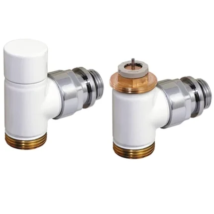 Комплект радиаторных клапанов Comap 1/2″x3/4″ ЕК угловой белый