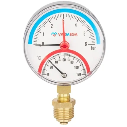 Термоманометр радиальный Varmega 80 мм 6 бар 120 °C VMMT07-800604